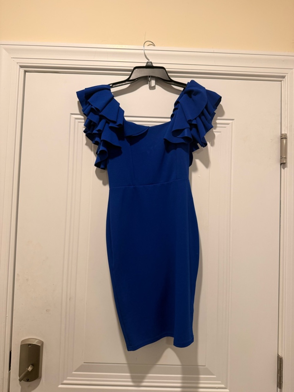 Ruffle-Sleeve Mini Dress in Cobalt Blue